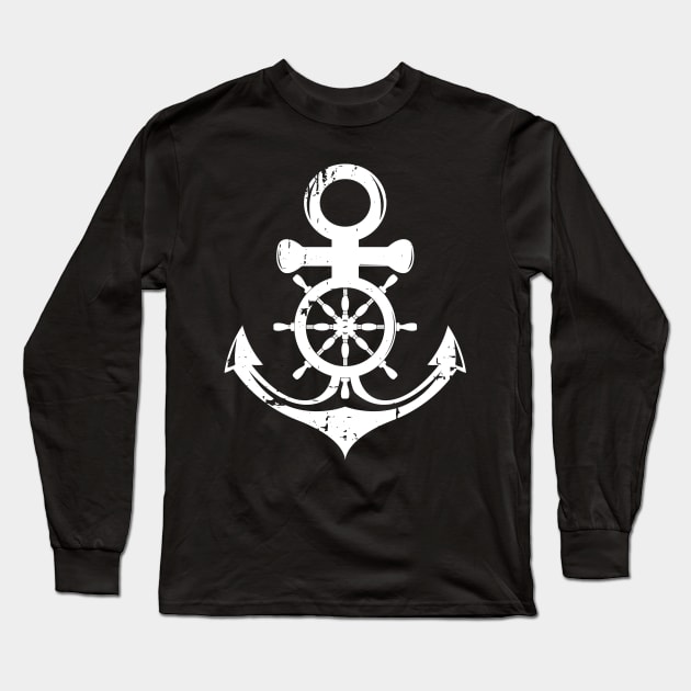 Anchor and Ships Wheel, nautical, maritime Long Sleeve T-Shirt by Lenny241